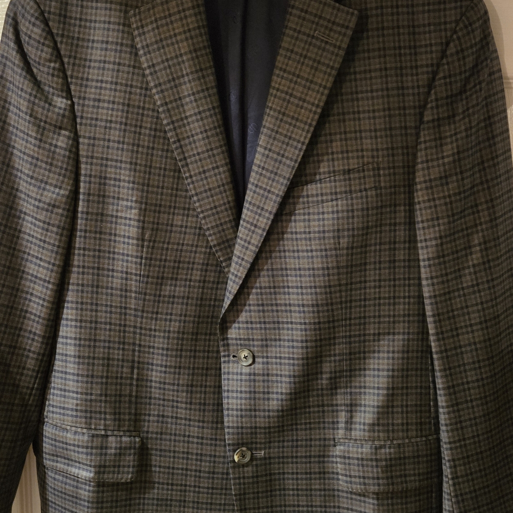David Donahue Brown Checkered Blazer